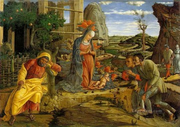 アンドレア・マンテーニャ Painting - 羊飼いの礼拝 ルネサンスの画家アンドレア・マンテーニャ